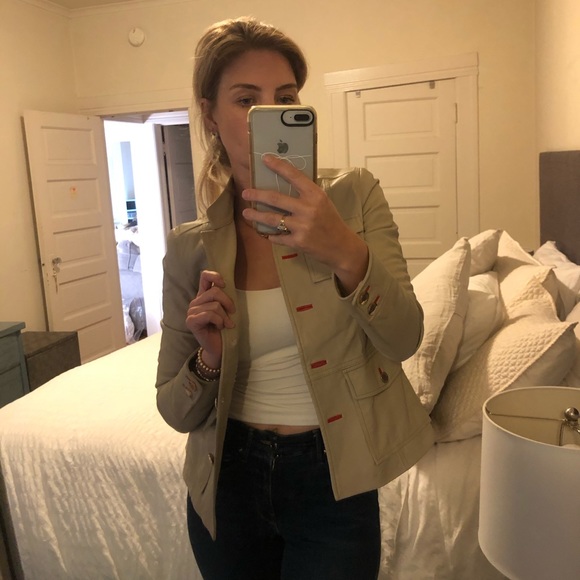 Tory Burch Tan/Beige Genuine Leather Jacket - Sz 0 - Picture 5 of 6